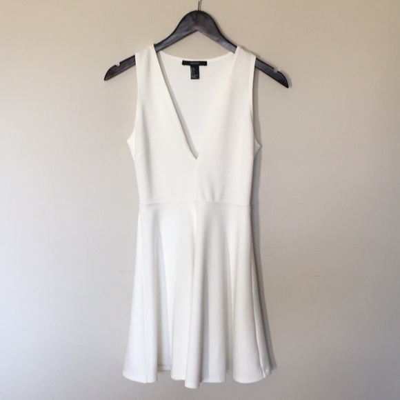 white skater dress forever 21 Surplice Skater Mini Dress
